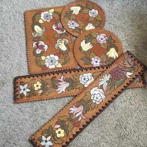 VTG leather desk accessories from Peru